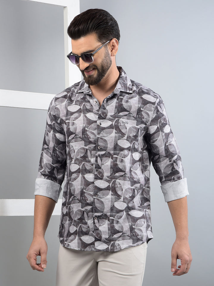 Brown Printed Shirt-Men Shirts-Crimsoune Club