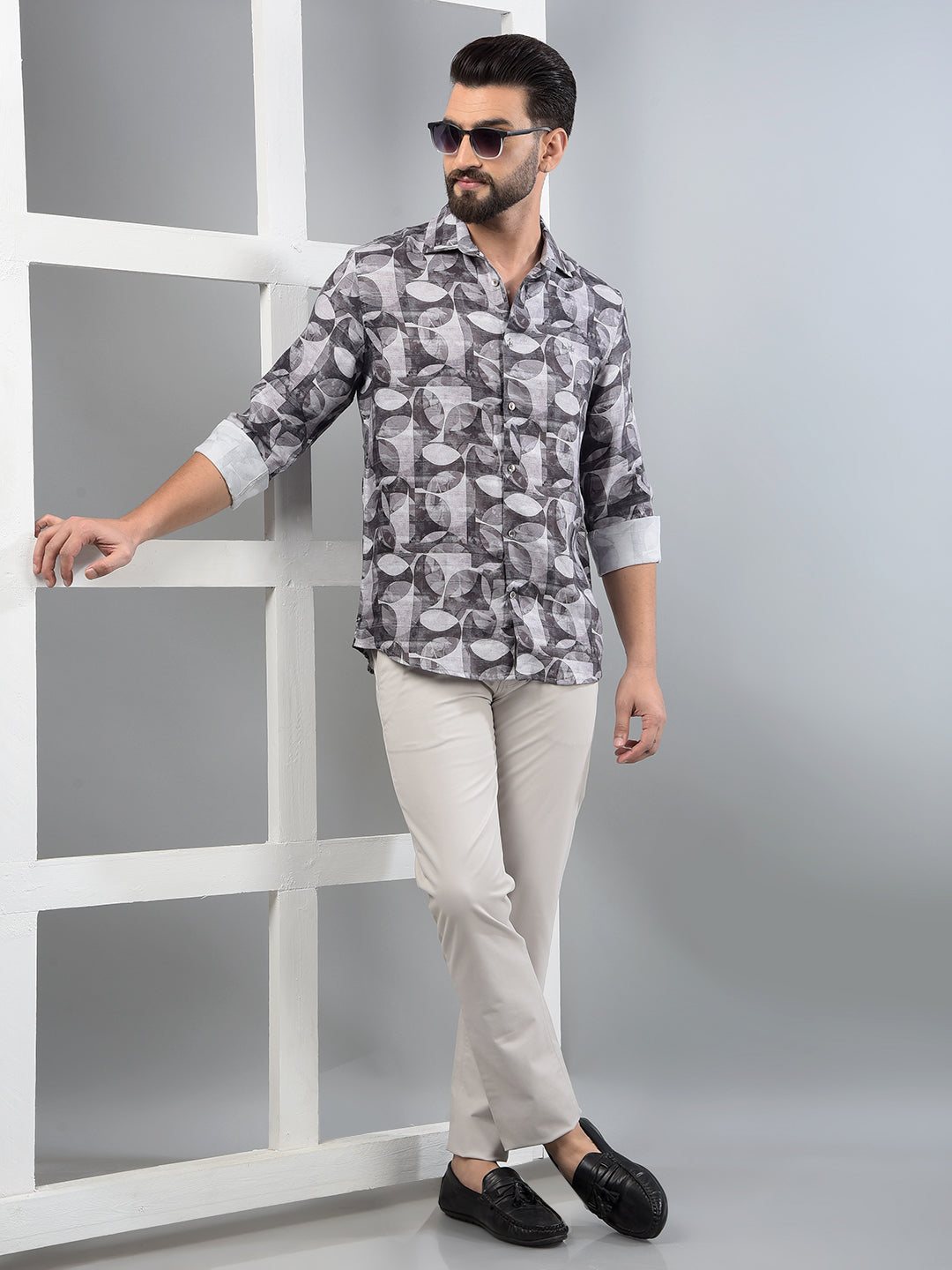 Brown Printed Shirt-Men Shirts-Crimsoune Club