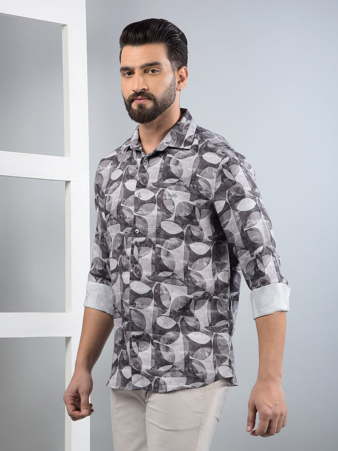 Brown Printed Shirt-Men Shirts-Crimsoune Club