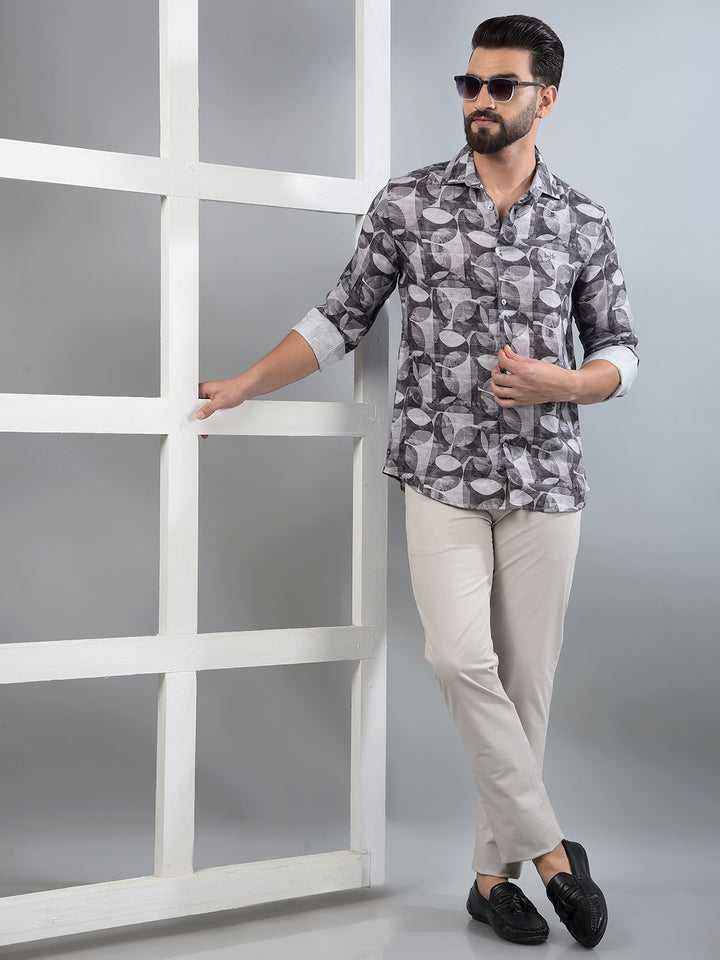 Brown Printed Shirt-Men Shirts-Crimsoune Club