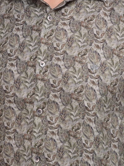 Olive Floral Print Shirt-Men Shirts-Crimsoune Club