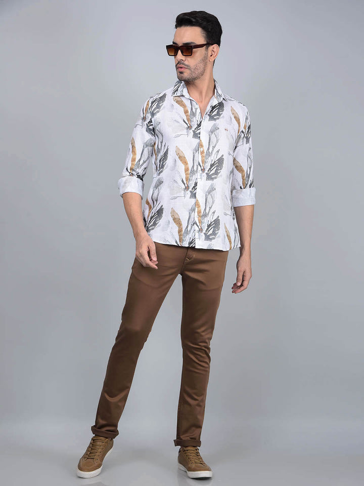 Multi-Color Printed Linen Shirt-Men Shirts-Crimsoune Club