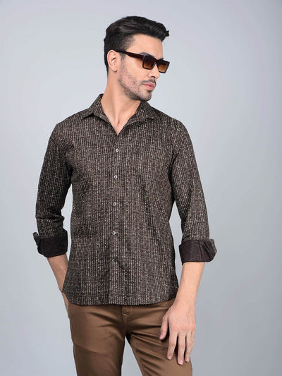 Brown Printed Shirt-Men Shirts-Crimsoune Club