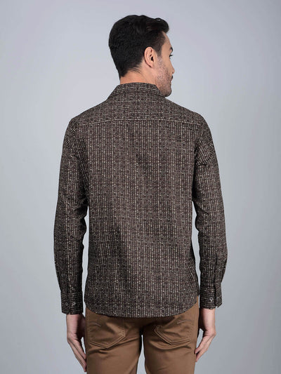 Brown Printed Shirt-Men Shirts-Crimsoune Club