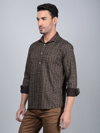 Brown Printed Shirt-Men Shirts-Crimsoune Club