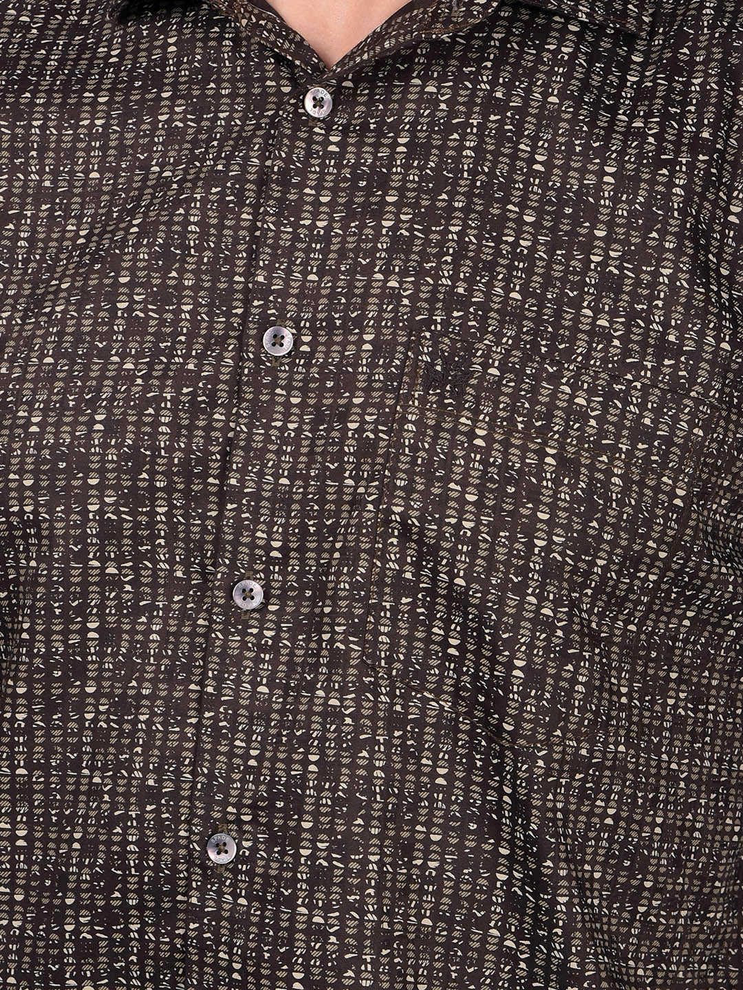 Brown Printed Shirt-Men Shirts-Crimsoune Club