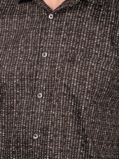 Brown Printed Shirt-Men Shirts-Crimsoune Club