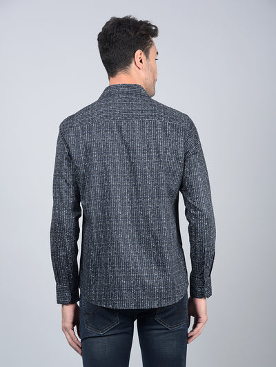 Navy Blue Printed Shirt-Men Shirts-Crimsoune Club