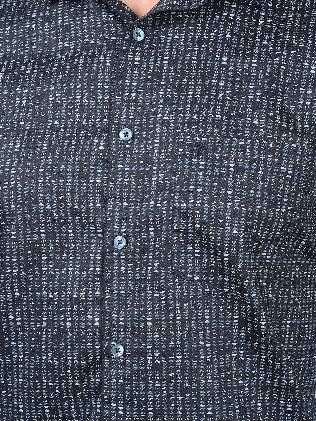 Navy Blue Printed Shirt-Men Shirts-Crimsoune Club