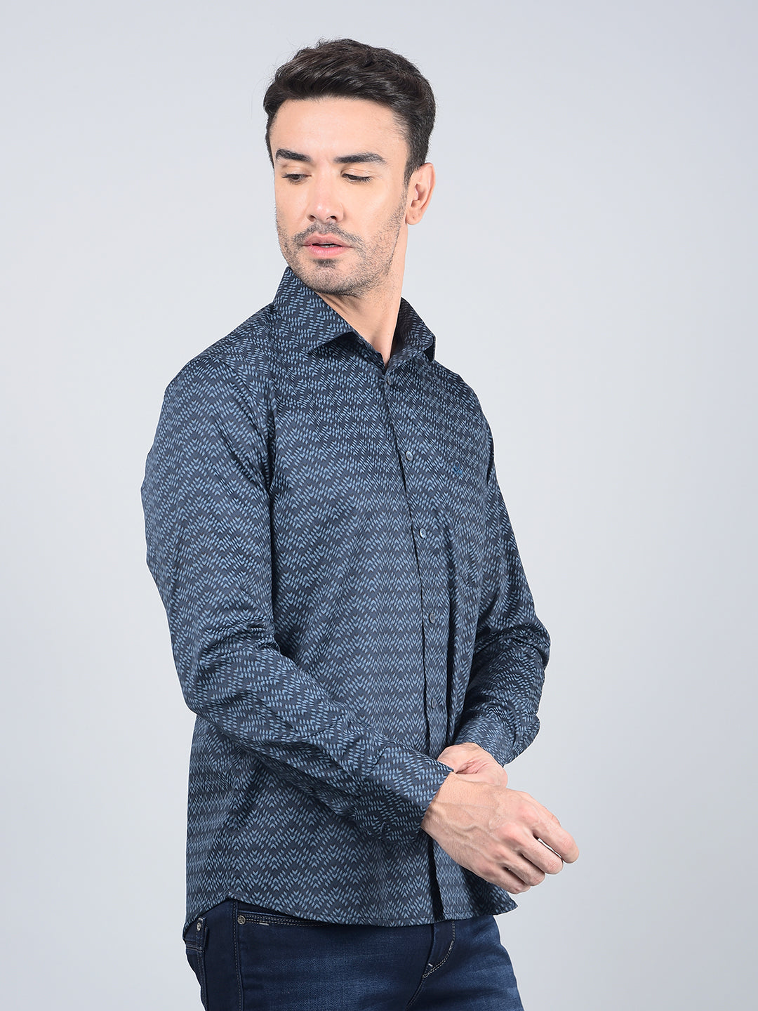 Blue Printed Shirt-Men Shirts-Crimsoune Club