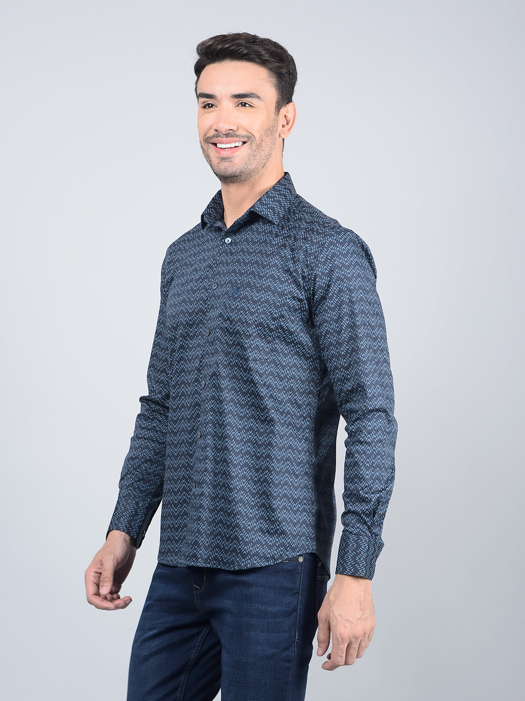 Blue Printed Shirt-Men Shirts-Crimsoune Club