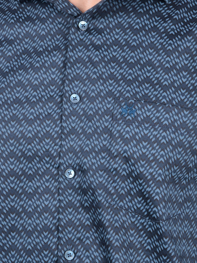Blue Printed Shirt-Men Shirts-Crimsoune Club