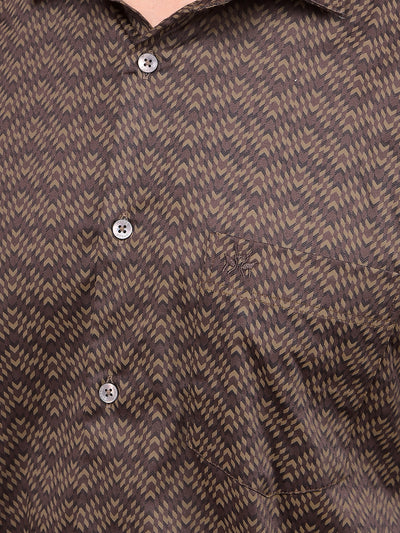 Brown Printed Shirt-Men Shirts-Crimsoune Club