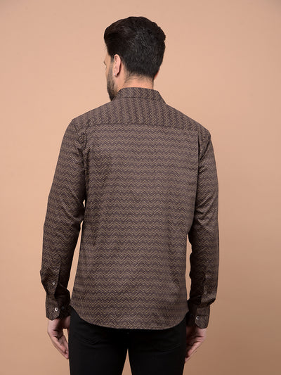 Brown Printed Shirt-Men Shirts-Crimsoune Club