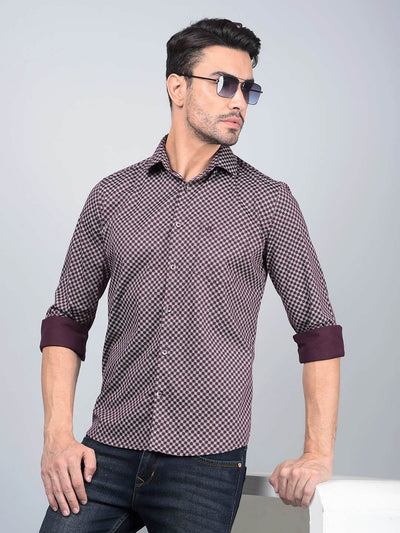 Wine Floral Print Shirt-Men Shirts-Crimsoune Club