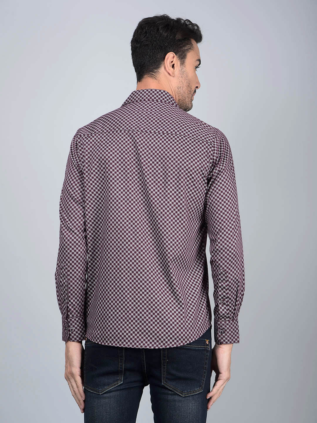 Wine Floral Print Shirt-Men Shirts-Crimsoune Club