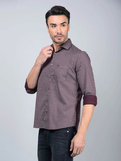 Wine Floral Print Shirt-Men Shirts-Crimsoune Club