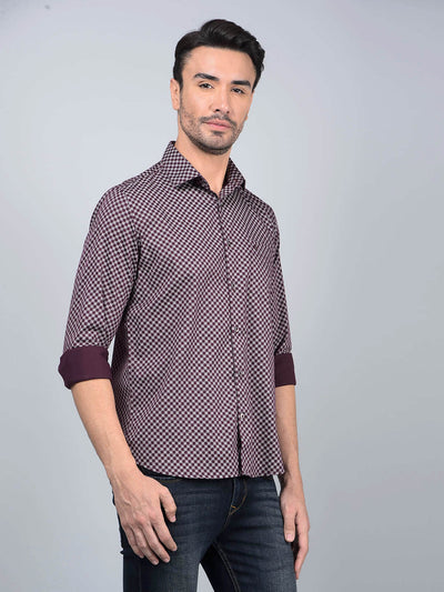 Wine Floral Print Shirt-Men Shirts-Crimsoune Club