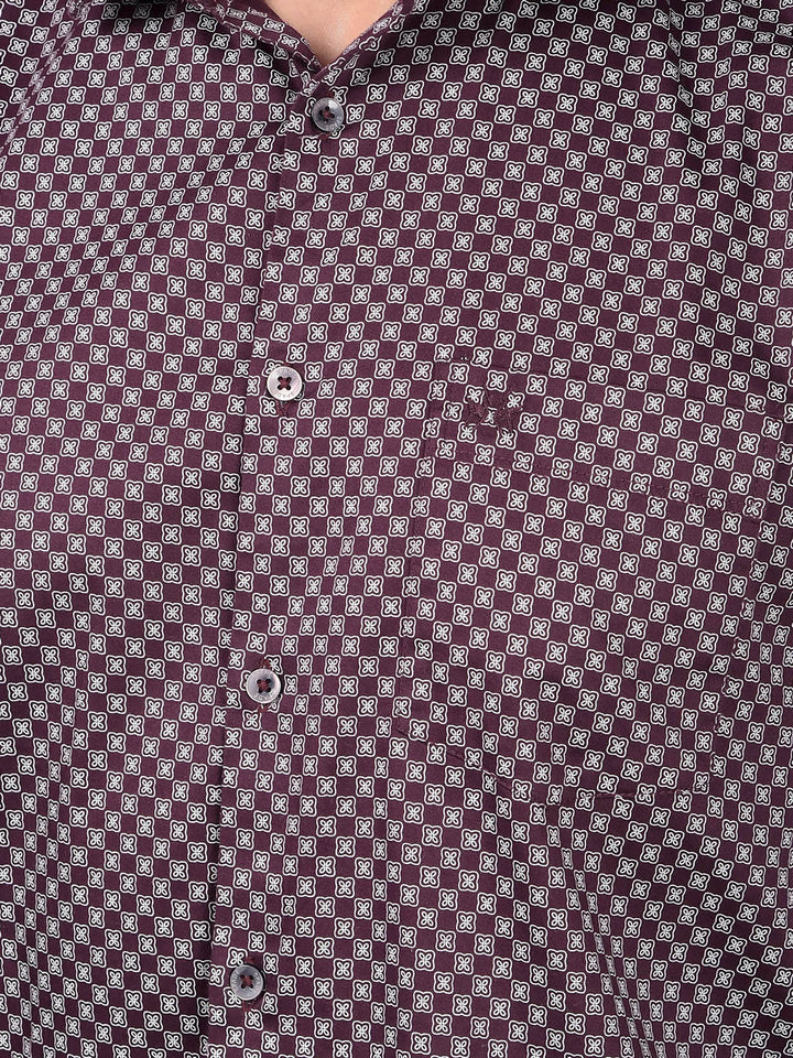 Wine Floral Print Shirt-Men Shirts-Crimsoune Club