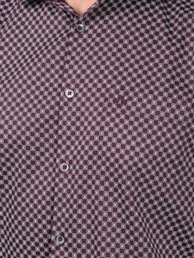 Wine Floral Print Shirt-Men Shirts-Crimsoune Club