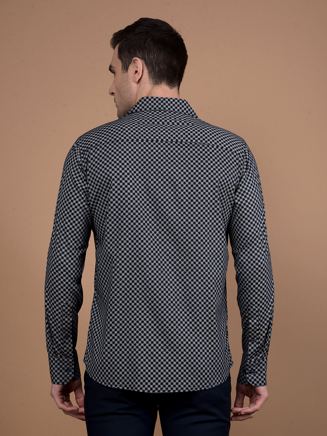 Navy Blue Printed Shirt-Men Shirts-Crimsoune Club