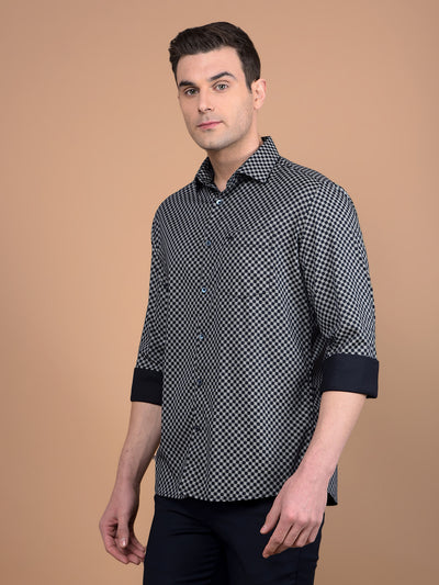Navy Blue Printed Shirt-Men Shirts-Crimsoune Club