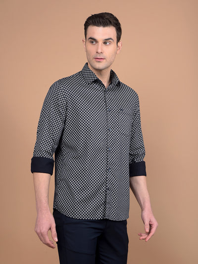 Navy Blue Printed Shirt-Men Shirts-Crimsoune Club