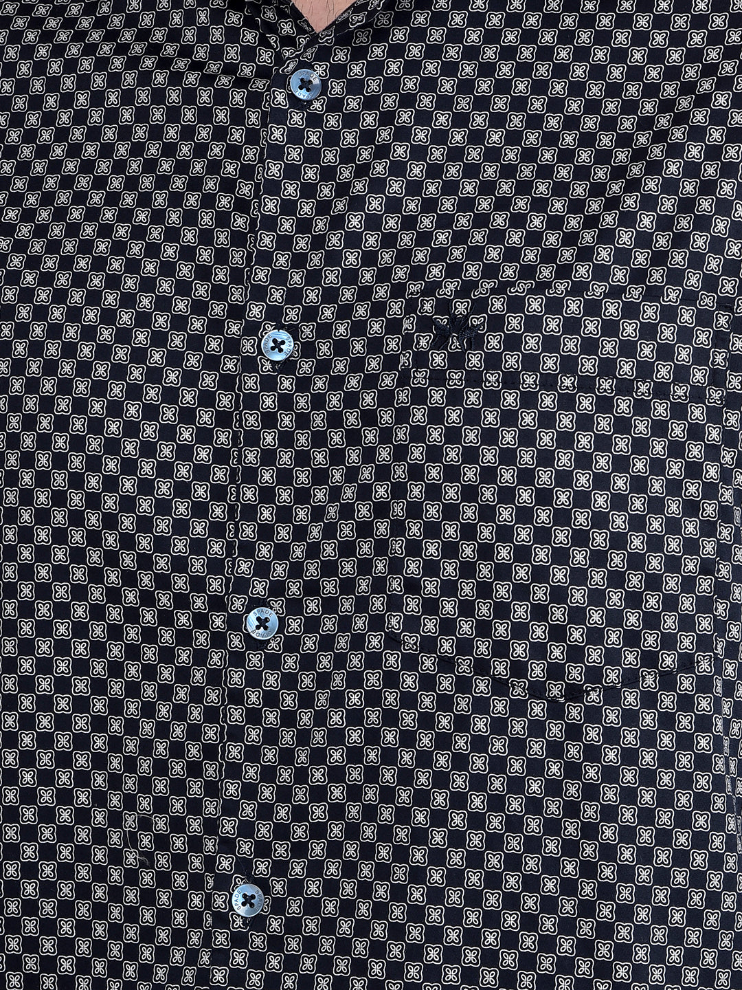 Navy Blue Printed Shirt-Men Shirts-Crimsoune Club