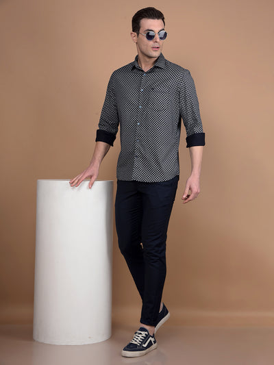 Navy Blue Printed Shirt-Men Shirts-Crimsoune Club