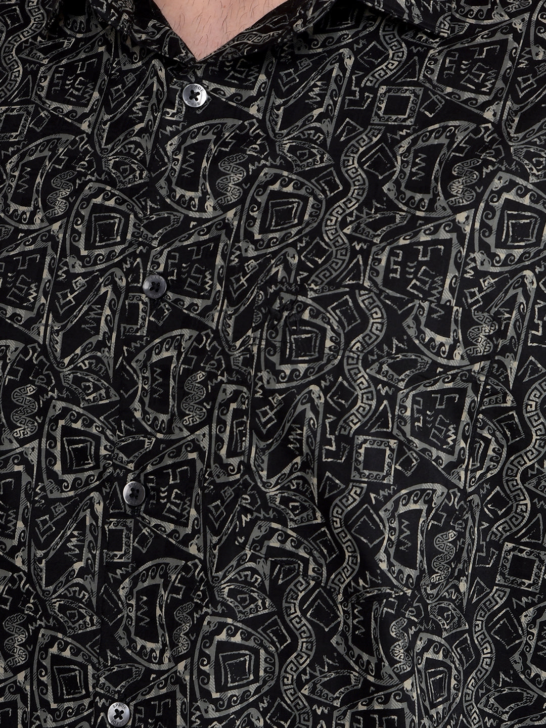 Black Printed Shirt-Men Shirts-Crimsoune Club