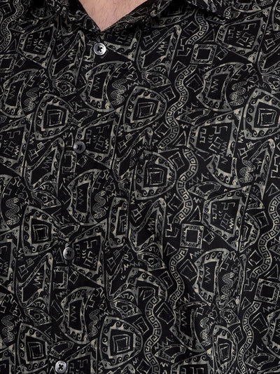 Black Printed Shirt-Men Shirts-Crimsoune Club