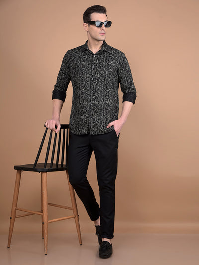 Black Printed Shirt-Men Shirts-Crimsoune Club
