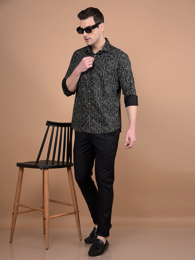 Black Printed Shirt-Men Shirts-Crimsoune Club