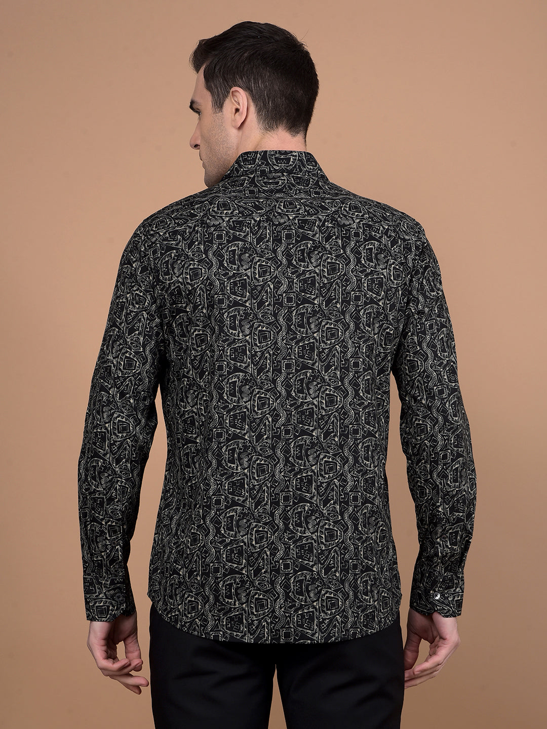 Black Printed Shirt-Men Shirts-Crimsoune Club
