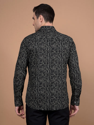 Black Printed Shirt-Men Shirts-Crimsoune Club