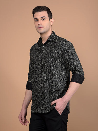 Black Printed Shirt-Men Shirts-Crimsoune Club