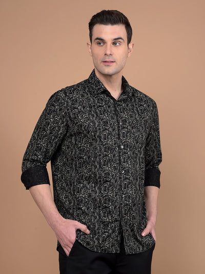 Black Printed Shirt-Men Shirts-Crimsoune Club