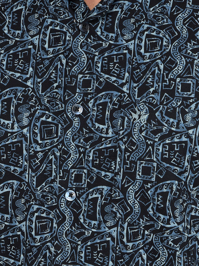 Navy Blue Printed Shirt-Men Shirts-Crimsoune Club
