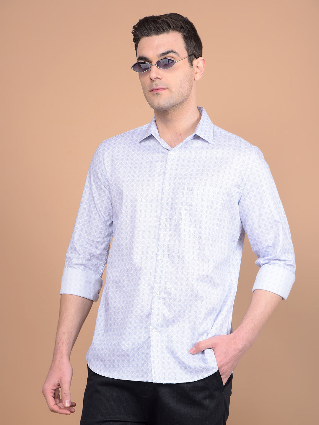 Purple Printed Shirt-Men Shirts-Crimsoune Club