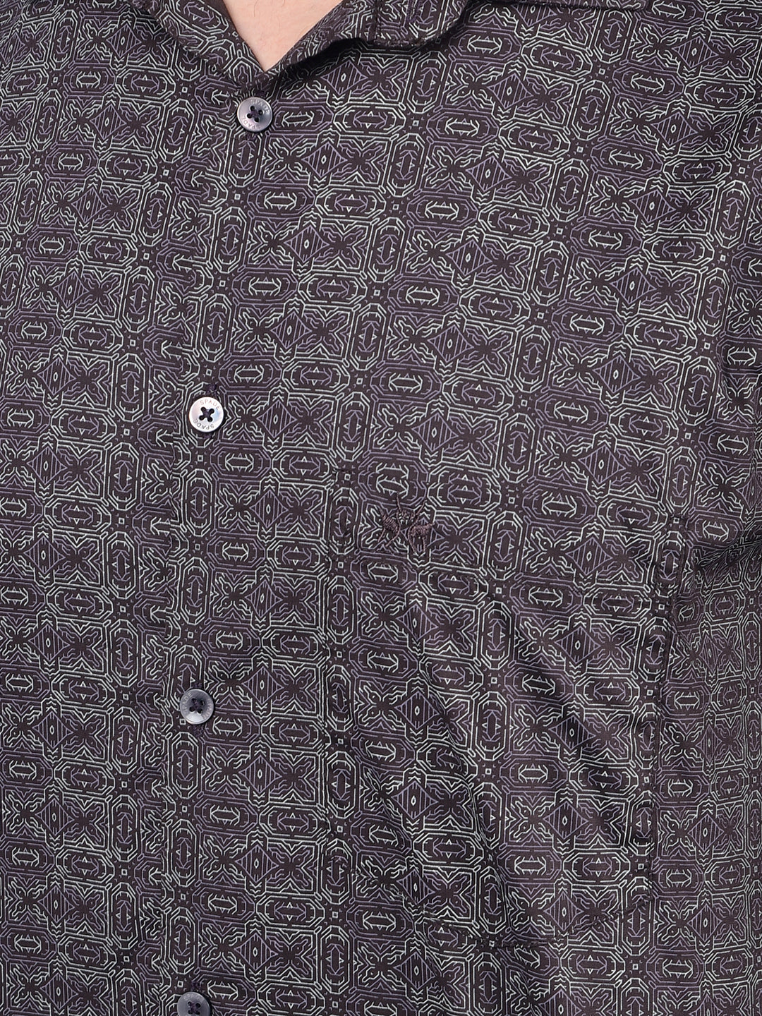 Wine Printed Cotton Shirt-Men Shirts-Crimsoune Club
