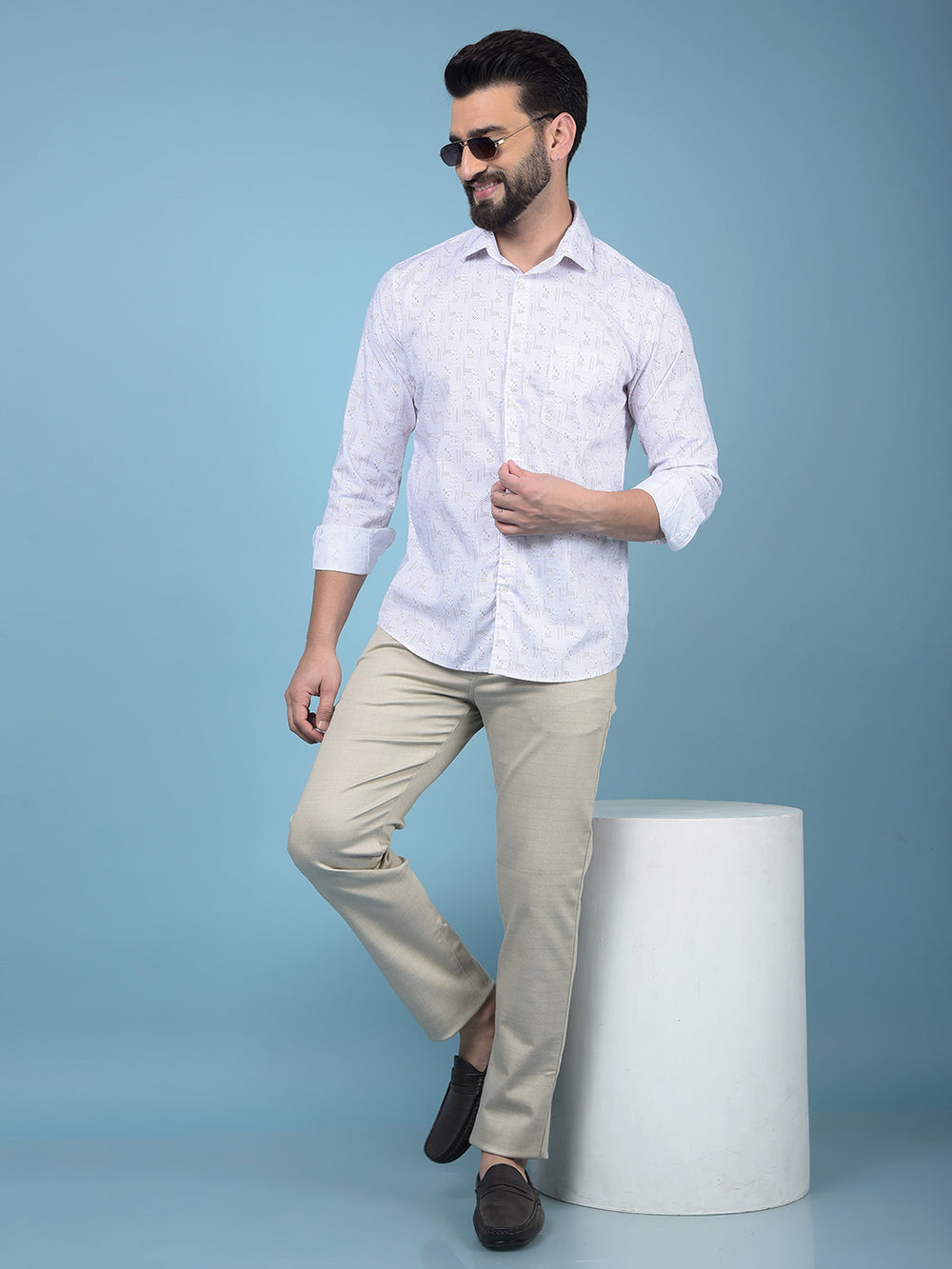 Purple Printed Cotton Shirt-Men Shirts-Crimsoune Club