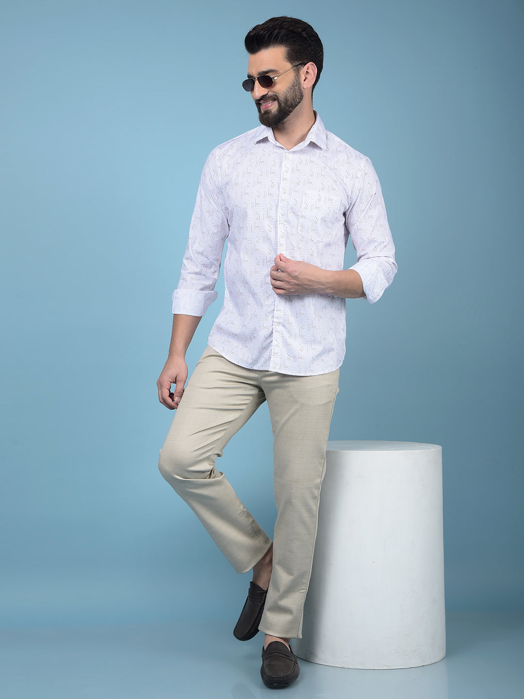 Purple Printed Cotton Shirt-Men Shirts-Crimsoune Club