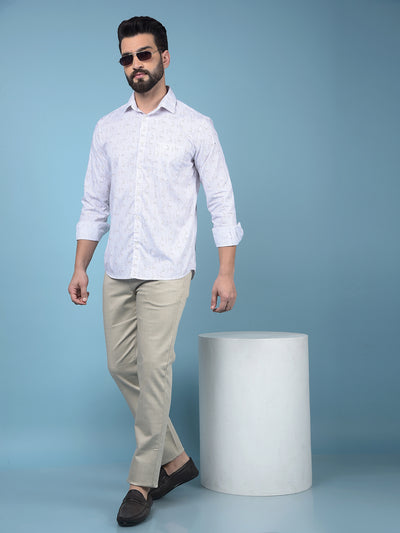 Purple Printed Cotton Shirt-Men Shirts-Crimsoune Club