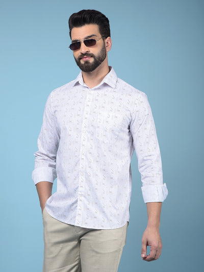 Purple Printed Cotton Shirt-Men Shirts-Crimsoune Club