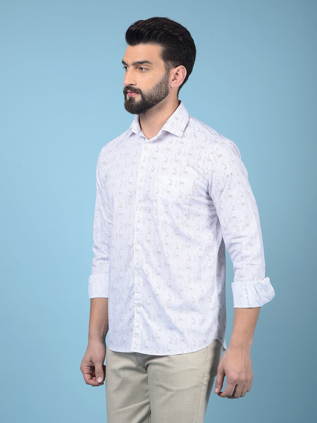 Purple Printed Cotton Shirt-Men Shirts-Crimsoune Club