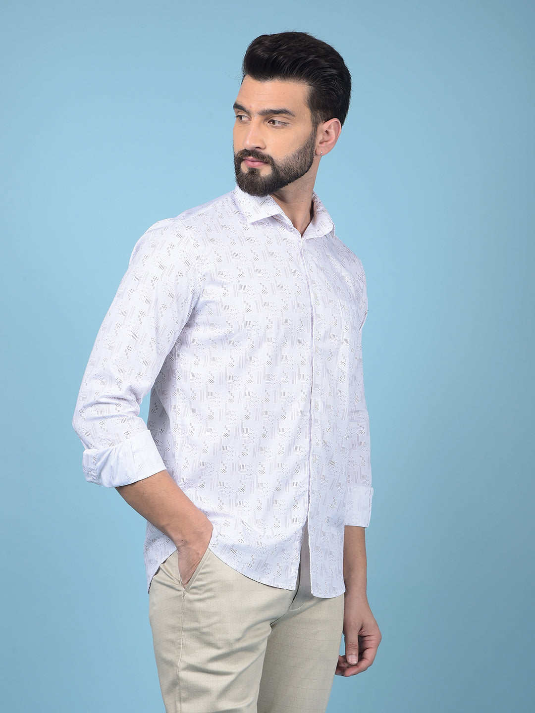 Purple Printed Cotton Shirt-Men Shirts-Crimsoune Club