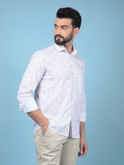 Purple Printed Cotton Shirt-Men Shirts-Crimsoune Club