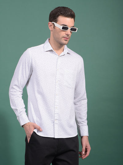 White Printed Shirt-Men Shirts-Crimsoune Club