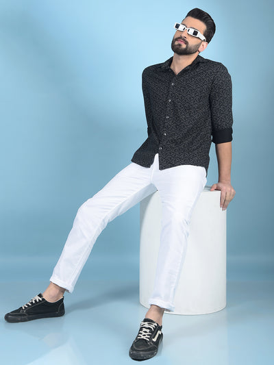 Black Printed Shirt-Men Shirts-Crimsoune Club