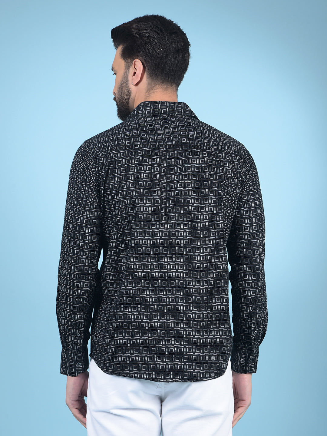 Black Printed Shirt-Men Shirts-Crimsoune Club